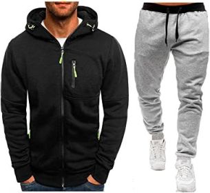 Mens 2 Piece Tracksuit Zipper Cardigan Hoodie Pants Sport Suit Running Jogging Athletic Casual Tracksuit Set (size: XXL)